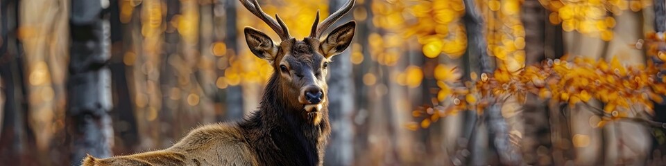 Obraz premium moose on the background of forest nature. Selective focus