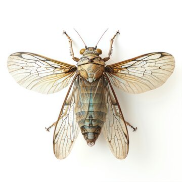 9. A Cicada Clipart, Insect Element, 3D Illustration, Hyper-realistic, Isolated On White Background