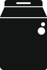 Black and white silhouette of a carton for beverages like juice or milk, featuring a cap and a round label