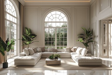 Modern Luxury Living Room Interior Design 3D Rendering Mockup