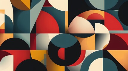 Obraz premium Geometric Shapes: An abstract background featuring a mix of geometric shapes in varying sizes and bold colors. 