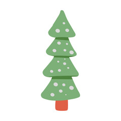 Flat christmas tree, cute christmas tree. Cute elements in Memphis boho style. Vector Hand drawing in Scandinavian style.