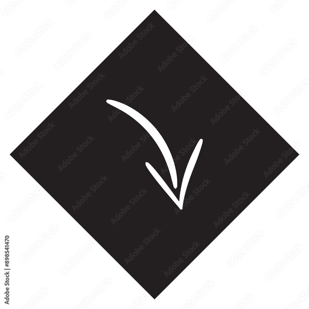 Poster curved arrow icon vector. arrow pointer logo design. arrow down vector icon illustration in rhombus 