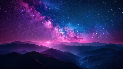 Fototapeta premium Breathtaking Milky Way Galaxy over Majestic Mountain Range