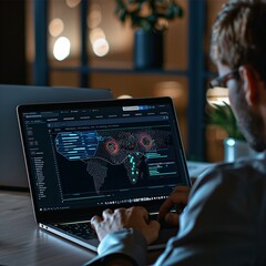 a laptop showing world map with the targeted area 