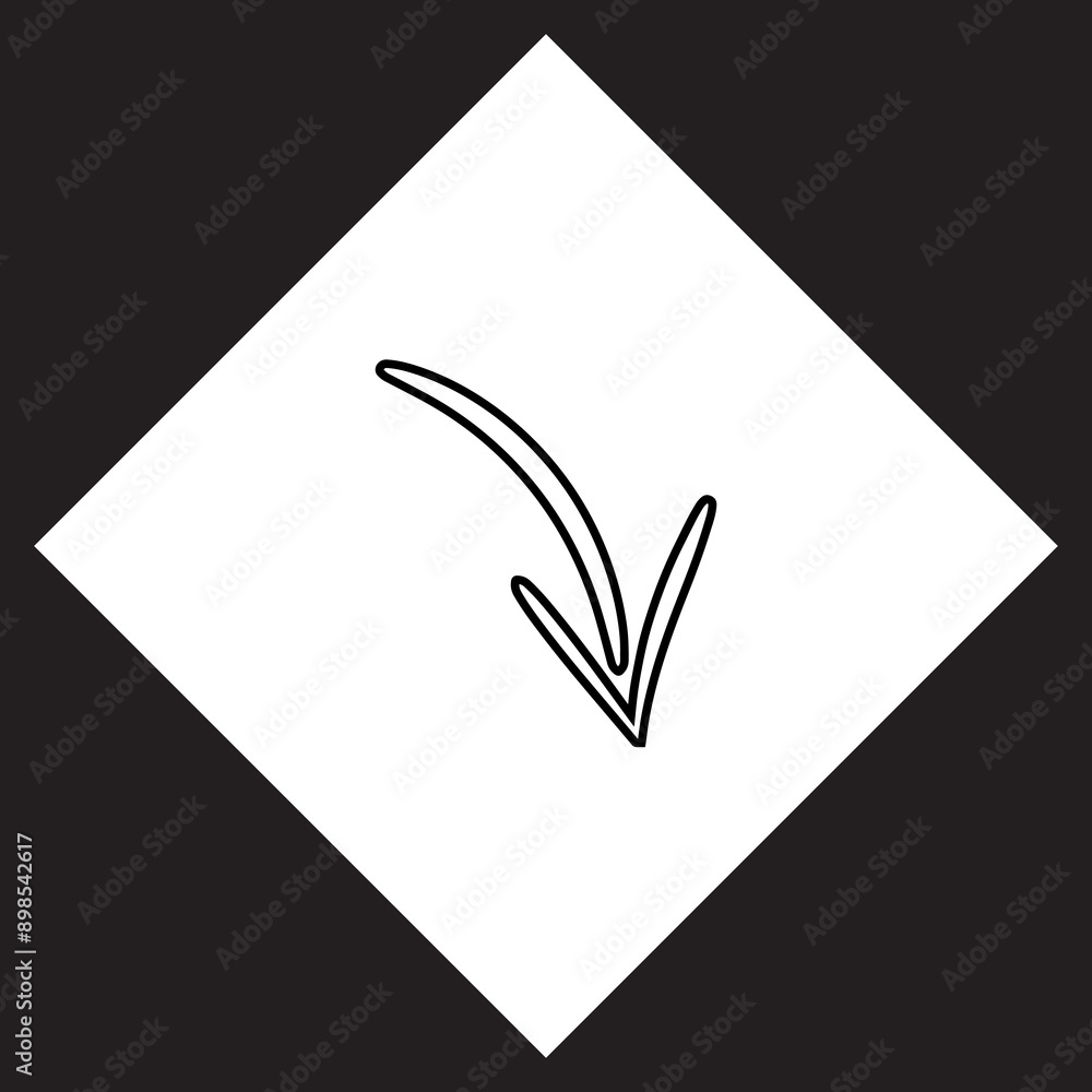 Poster curved arrow icon vector. arrow pointer logo design. arrow down vector icon illustration in rhombus 
