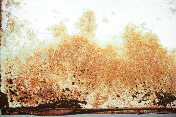 Rust on white metals plate texture.Corrosive grunge rusted on old iron.The pattern of grunged rust on wall use as illustration for presentation background.Rusty corrosion and oxidized background.