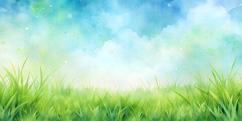 Obraz premium Abstract grass watercolour background Creative AI