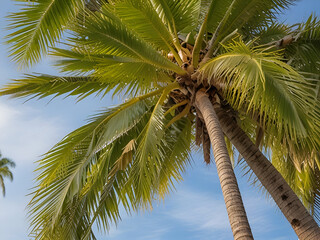 Fototapeta premium coconut palm tree on blue sky,coconut palm tree