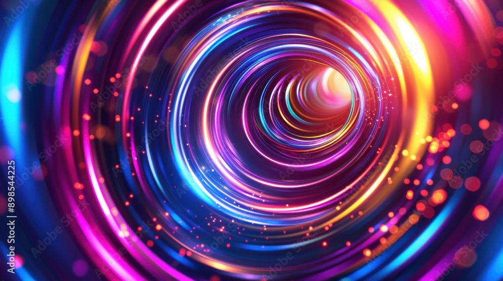 Aufkleber vibrant abstract digital swirl with colorful light trails, creating a motion blur effect resembling 