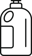 Simple black and white line icon of a laundry detergent bottle, representing cleaning supplies and household chores