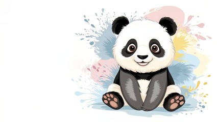 Naklejka premium Whimsical graphic design with cute panda illustration