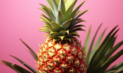 Fototapeta premium minimal summer tropical concept background, pink pineapple