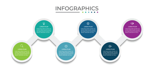 Vector Infographic label design template with icons and 6 options