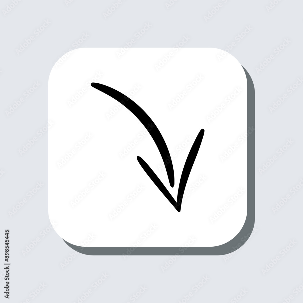 Poster curved arrow icon vector. arrow pointer sign symbol in trendy flat style. arrow down vector icon ill