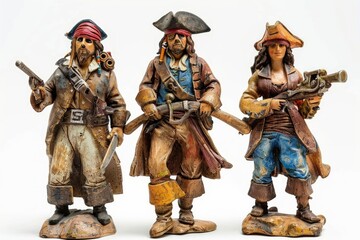 Obraz premium Vintage pirate toys on white background.
