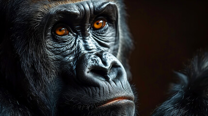 Obraz premium Closeup Face of Big Silverback Black Gorilla