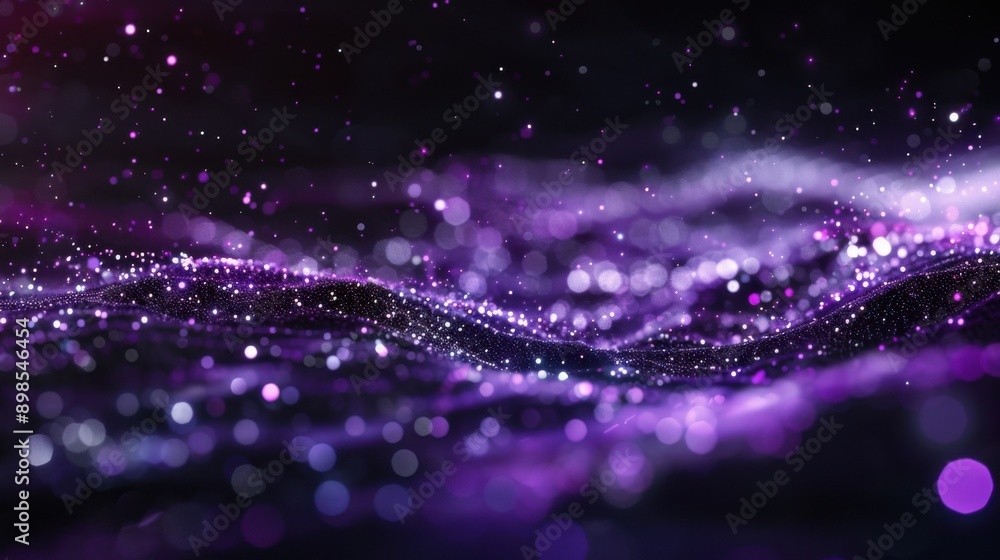 Aufkleber vibrant purple abstract background with sparkling light and bokeh effect, creating a dynamic and fut