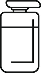 Simple black and white line drawing of a bottle with a pump dispenser, ideal for minimalist designs related to cosmetics and toiletries