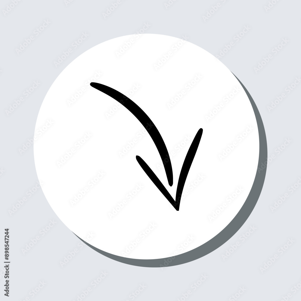 Poster curved arrow icon vector. arrow pointer sign symbol in trendy flat style. arrow down vector icon ill