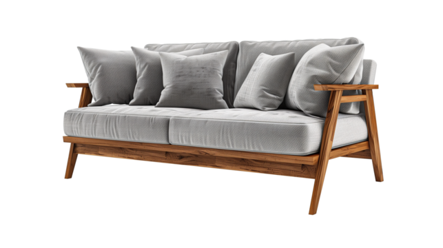 Modern Scandinavian style sofa  isolated on transparent or white background 