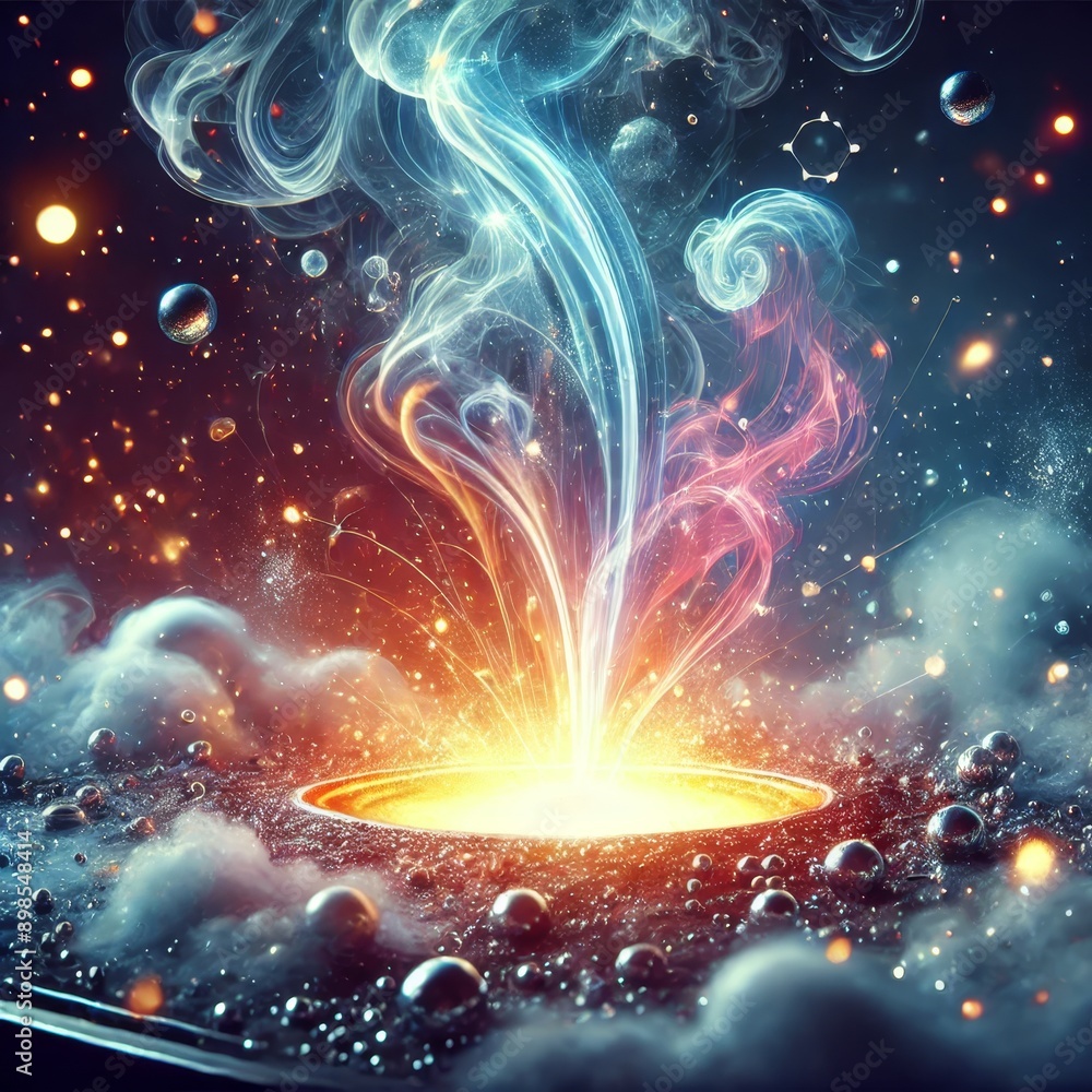 Poster mesmerizing 3d animation of a magical cosmic vortex with swirling light and particles