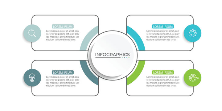 Vector Infographic label design template with icons and 4 options or steps.