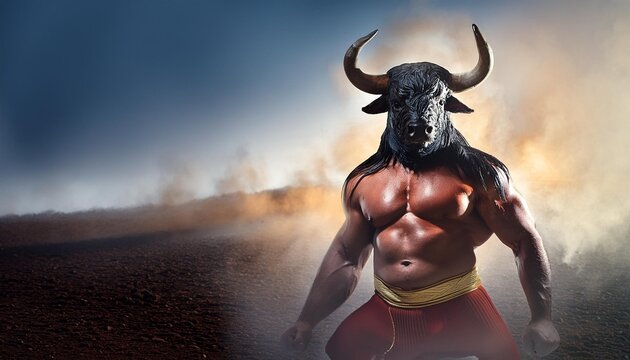 In Greek mythology, the Minotaur is a mythical creature portrayed during classical antiquity with the head and tail of a bull and the body of a man