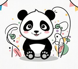 Whimsical graphic design with cute panda illustration