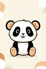 Fototapeta premium Whimsical graphic design with cute panda illustration