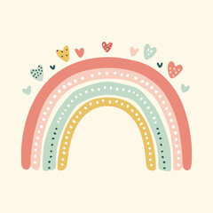 Vector background with hand drawn happy rainbows Trendy baby texture for fabric textile