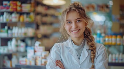 Female Scientist Smiles in White Lab Coat