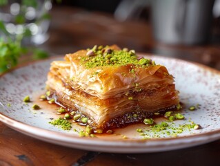 Turkish baklava, traditional oriental sweet. with nuts, honey, puff pastry - a must try in Istanbul