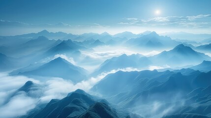 Fototapeta premium Majestic Misty Mountain Landscape in Serene Tranquility
