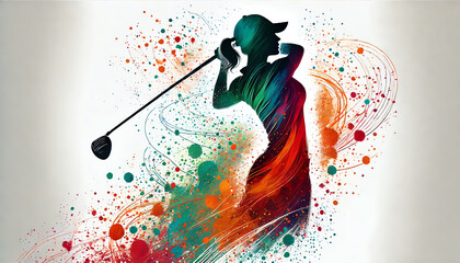 A female golfer in action