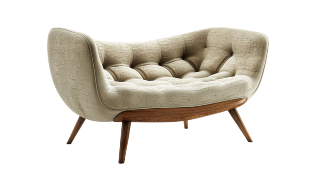 Modern Scandinavian style sofa  isolated on transparent or white background 