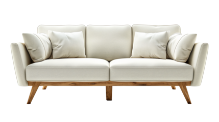 Modern Scandinavian style sofa  isolated on transparent or white background 