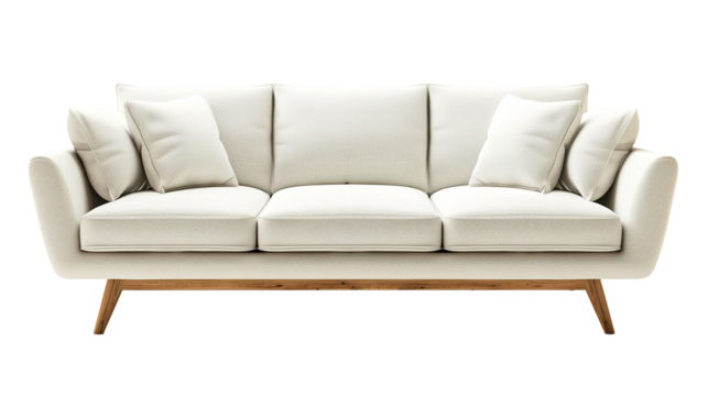Modern Scandinavian style sofa  isolated on transparent or white background 