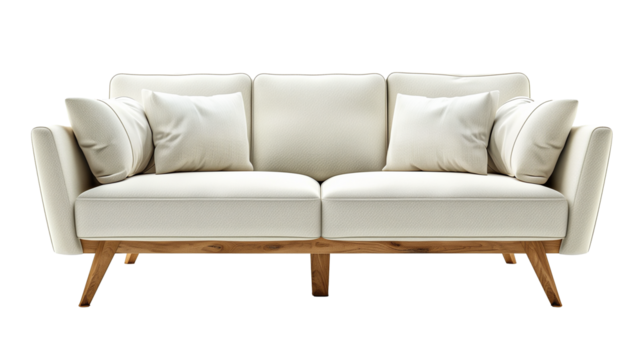 Modern Scandinavian style sofa  isolated on transparent or white background 