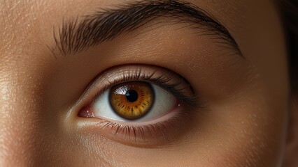 Naklejka premium Close-Up of a Beautiful Amber Eye