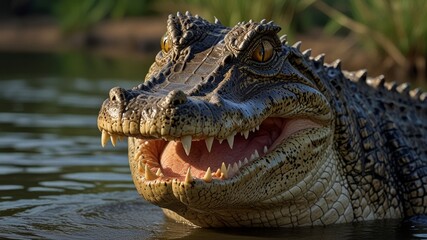Obraz premium Close-Up of a Crocodile in Water