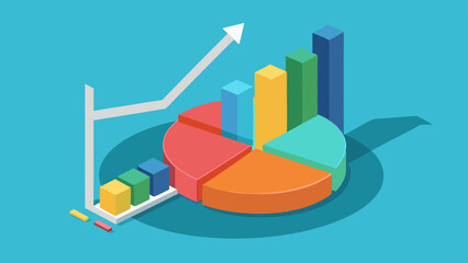  3d Business upgoing pie chart vector arts illustration 