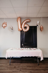 Sweet Sixteen birthday party balloons