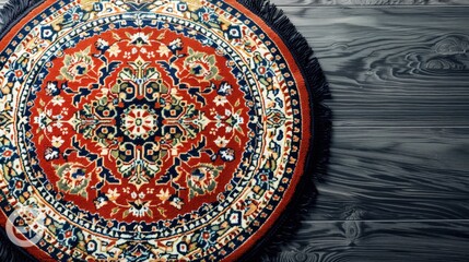 Obraz premium Intricate Patterned Rug with Birds Eye View in Vibrant Colors - Home Decor Inspiration