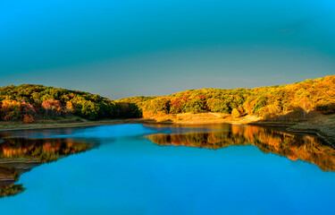autumn landscape with lake