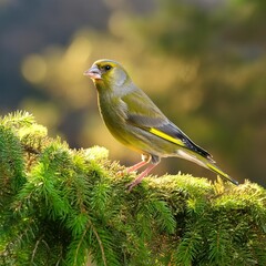 Obraz premium European greenfinch, AI generated