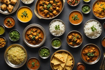 Traditional indian cuisine.  Top view