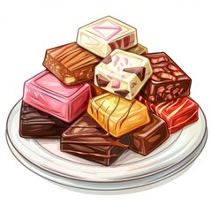 Assorted Chocolate Squares on a Plate.