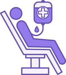 Blood Transfusion Color Icon. Vector Icon. A Person Is Getting Blood Transfusion. Blood Donation, Donor Day. Health and Medicine Concept