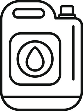recommend clip art: Simple line drawing of a plastic jerrycan showing a liquid drop icon, evoking its use for containing liquids